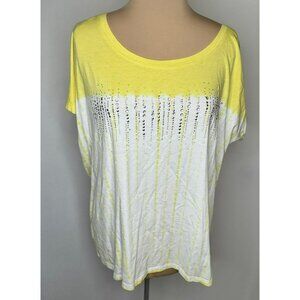 Yellow  White Zenergy By Chicos Womens Top With Rhinestones Size 3